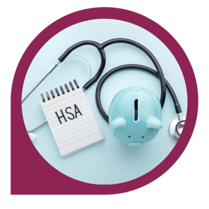 hsa written on notepad with piggy bank and stethoscope
