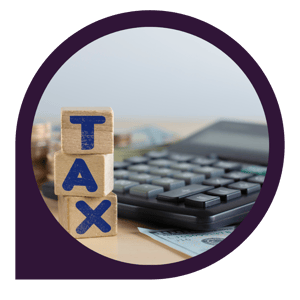 building blocks that say tax with calculator