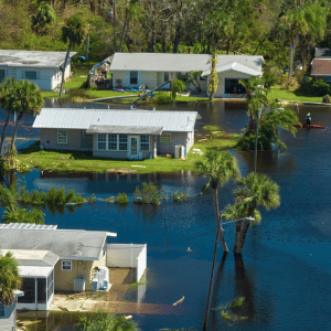 extensive flooding in a neighborhood after disaster